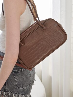 Gabi Faux Croc Shoulder Bag