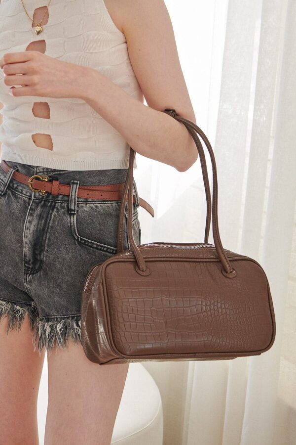 Gabi Faux Croc Shoulder Bag