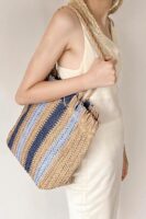 Striped Raffia Shopper Bag