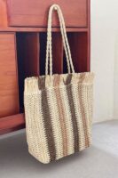 Striped Raffia Shopper Bag